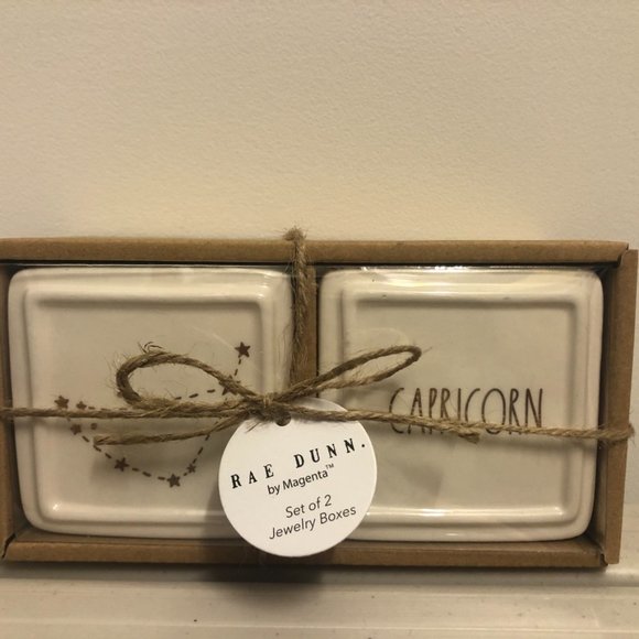 NWT! Set of 2 Rae Dunn Capricorn Jewelry Boxes - Picture 1 of 4